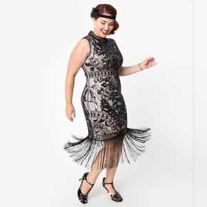 Black & Light Pink Flapper Dress